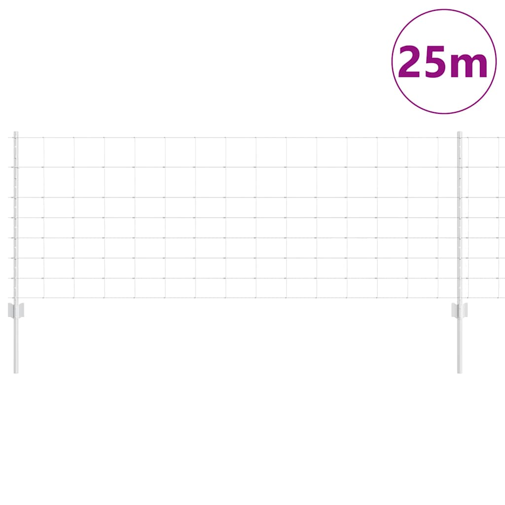 vidaXL Zaun mit Pfosten Silber 0,8 x 25 m Stahl