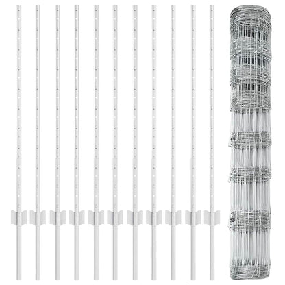 Zaun mit Pfosten Silber 1 x 25 m Stahl