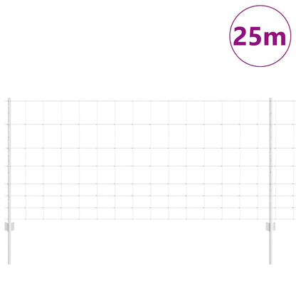 Zaun mit Pfosten Silber 1 x 25 m Stahl