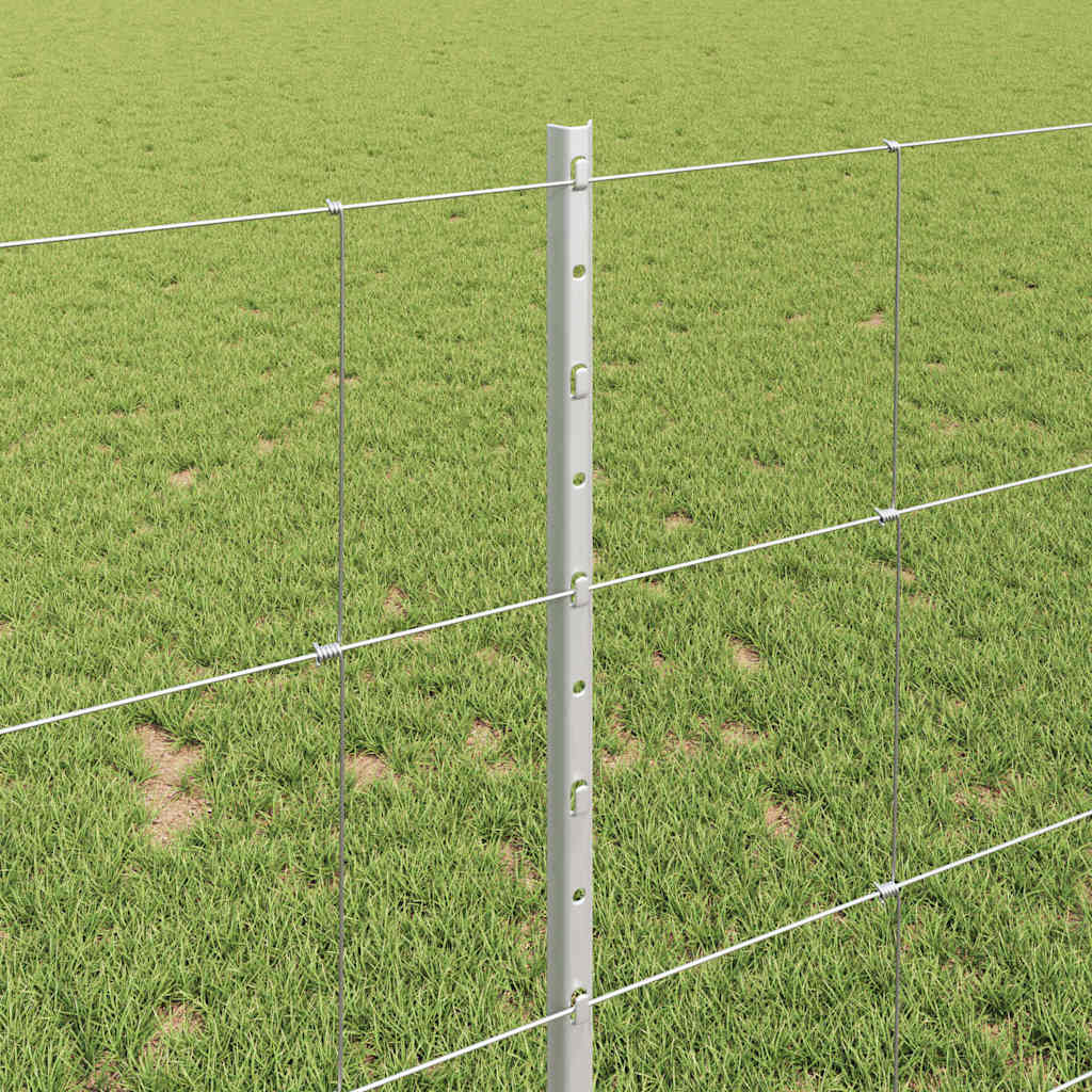 vidaXL Zaun mit Pfosten Silber 1 x 25 m Stahl