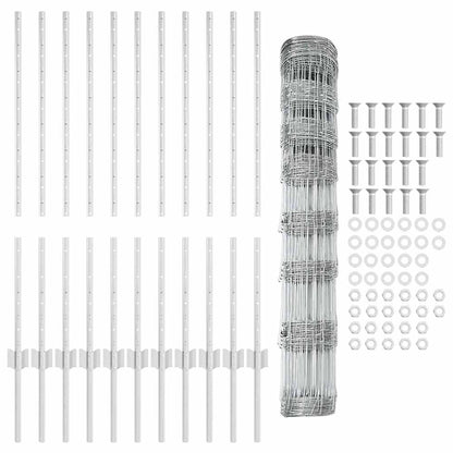 vidaXL Zaun mit Pfosten Silber 1 x 25 m Stahl