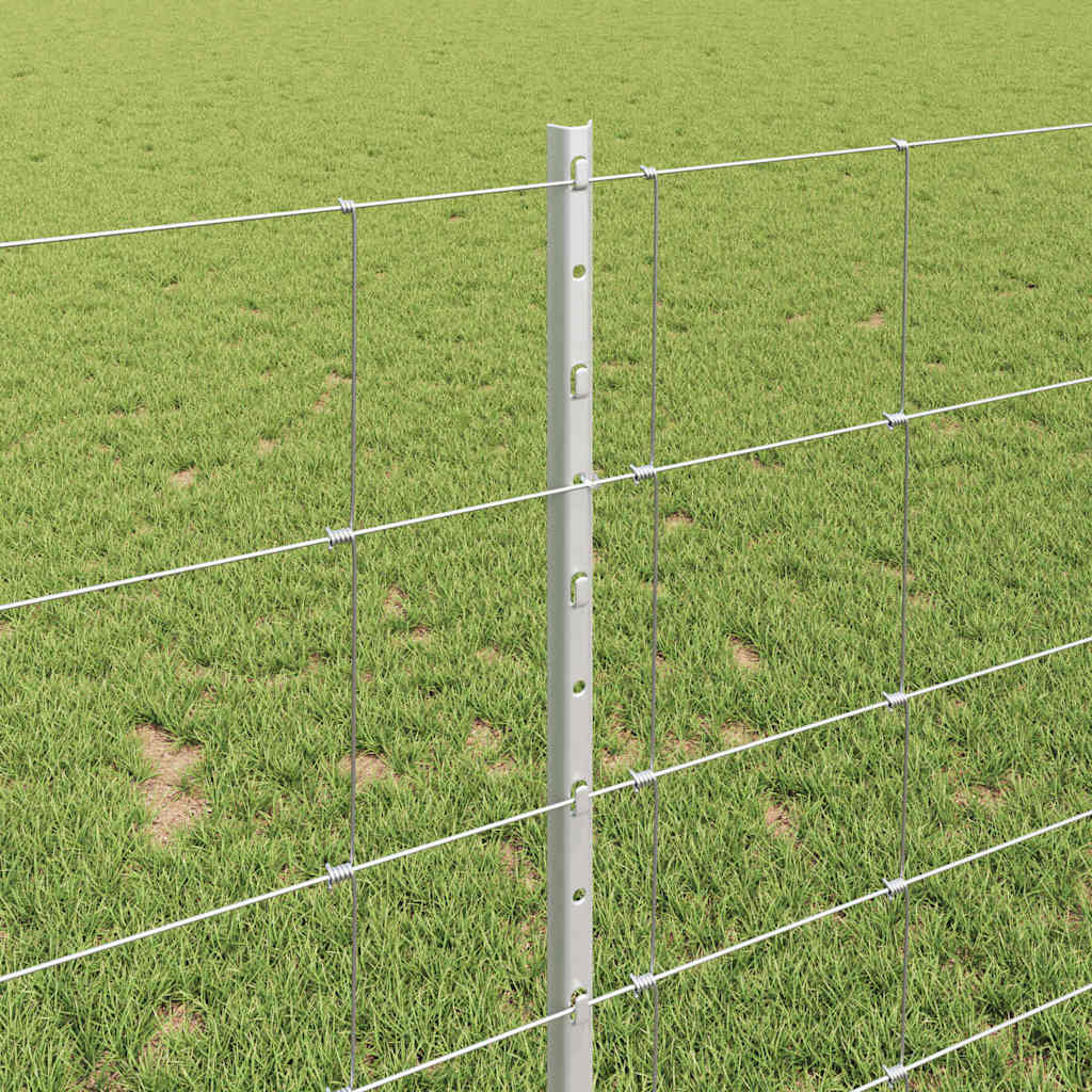 Zaun mit Pfosten Silber 1 x 25 m Stahl