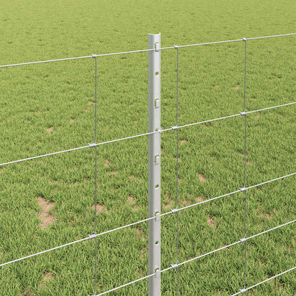 Zaun mit Pfosten Silber 1 x 25 m Stahl