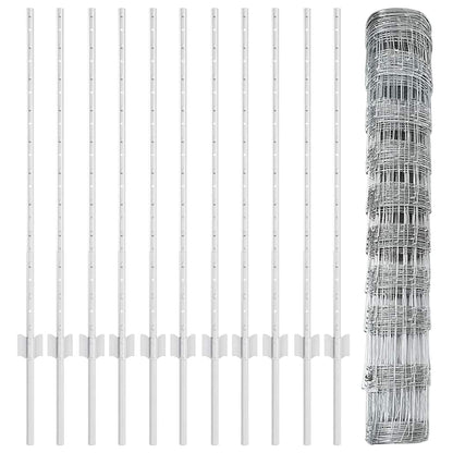 Zaun mit Pfosten Silber 1 x 25 m Stahl