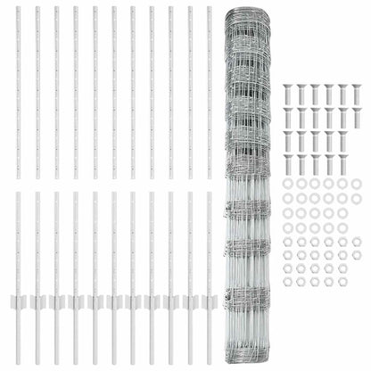 Zaun mit Pfosten Silber 1,2 x 25 m Stahl