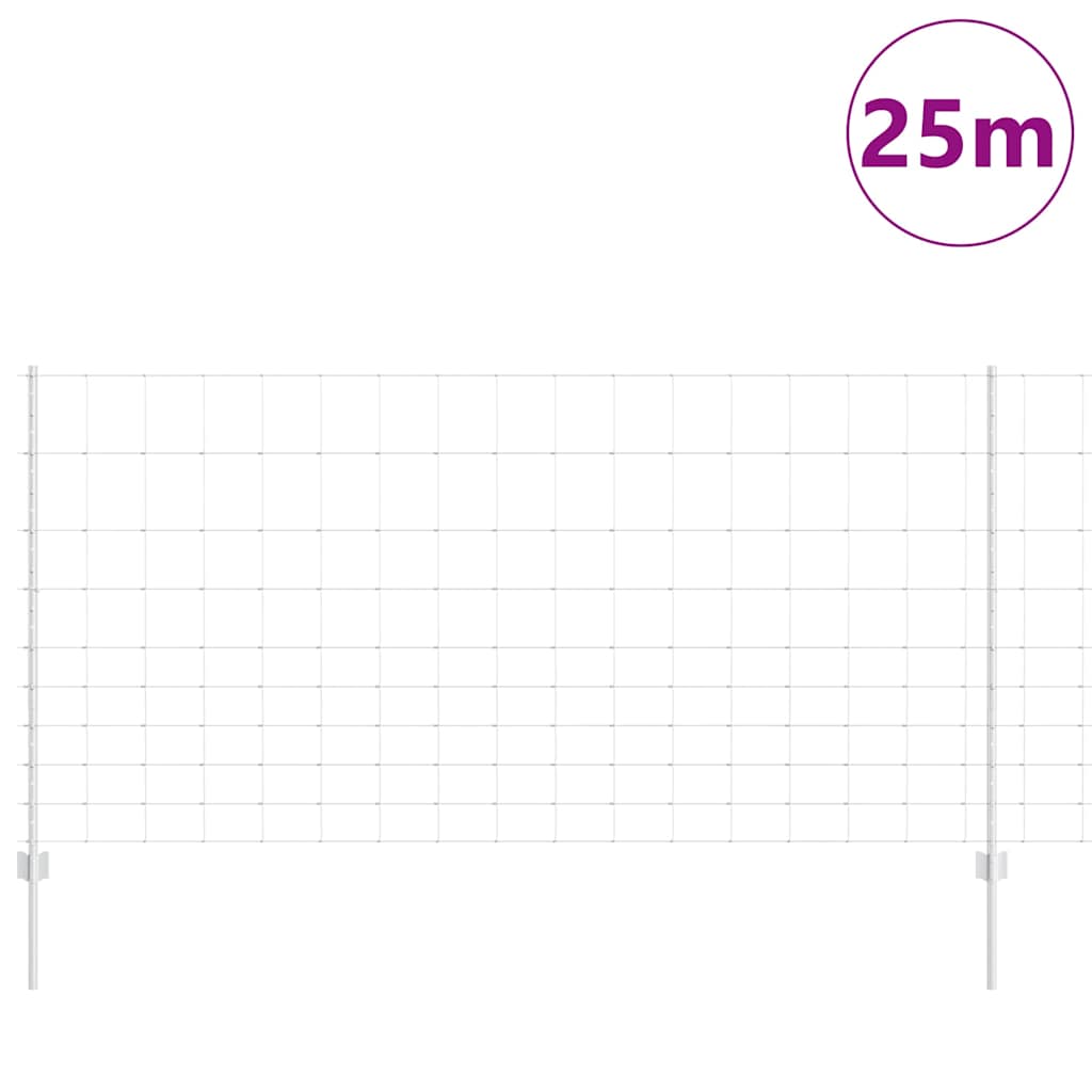 Zaun mit Pfosten Silber 1,2 x 25 m Stahl