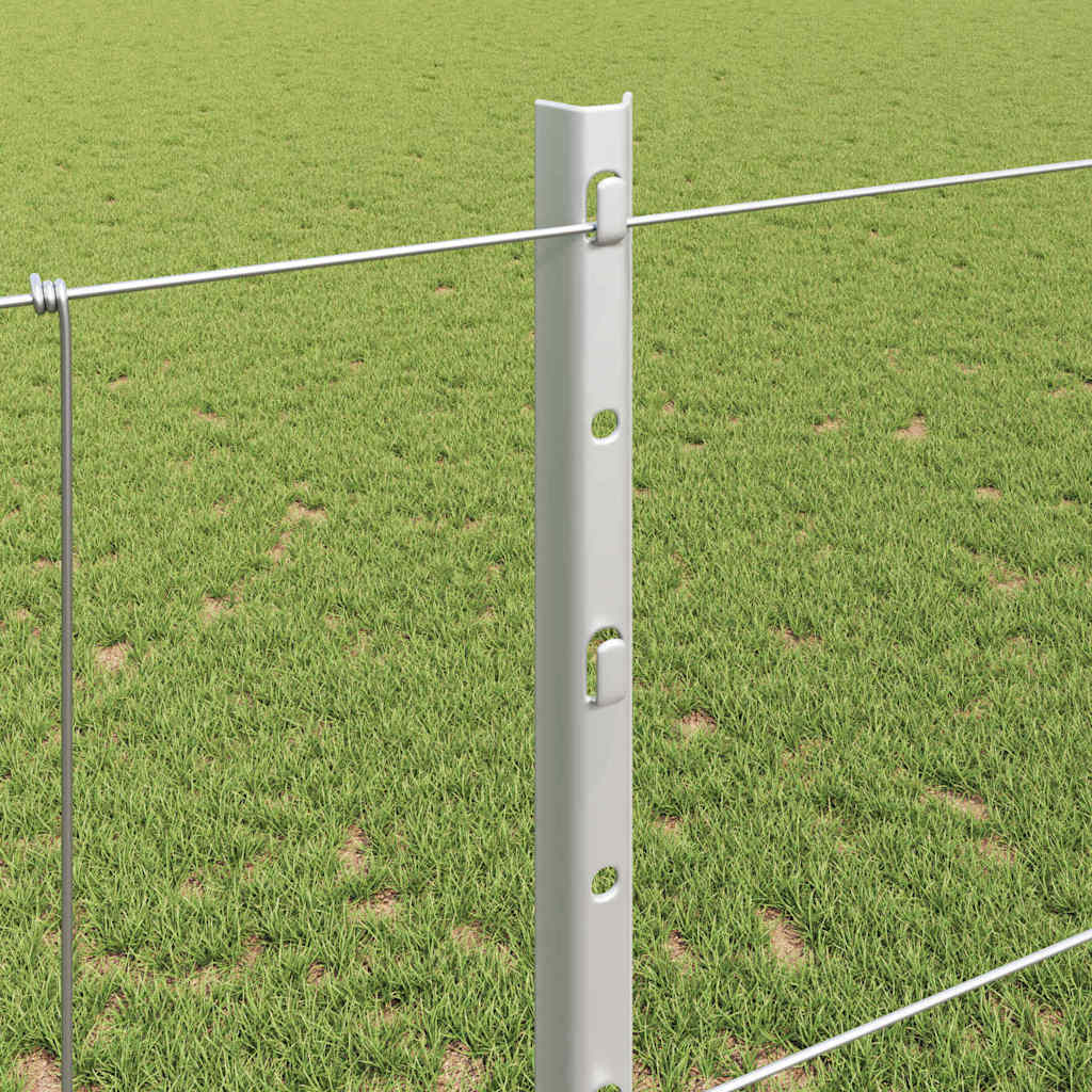 vidaXL Zaun mit Pfosten Silber 1,2 x 25 m Stahl