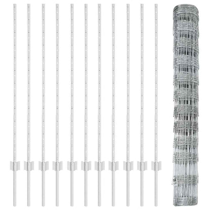 Zaun mit Pfosten Silber 1,2 x 25 m Stahl