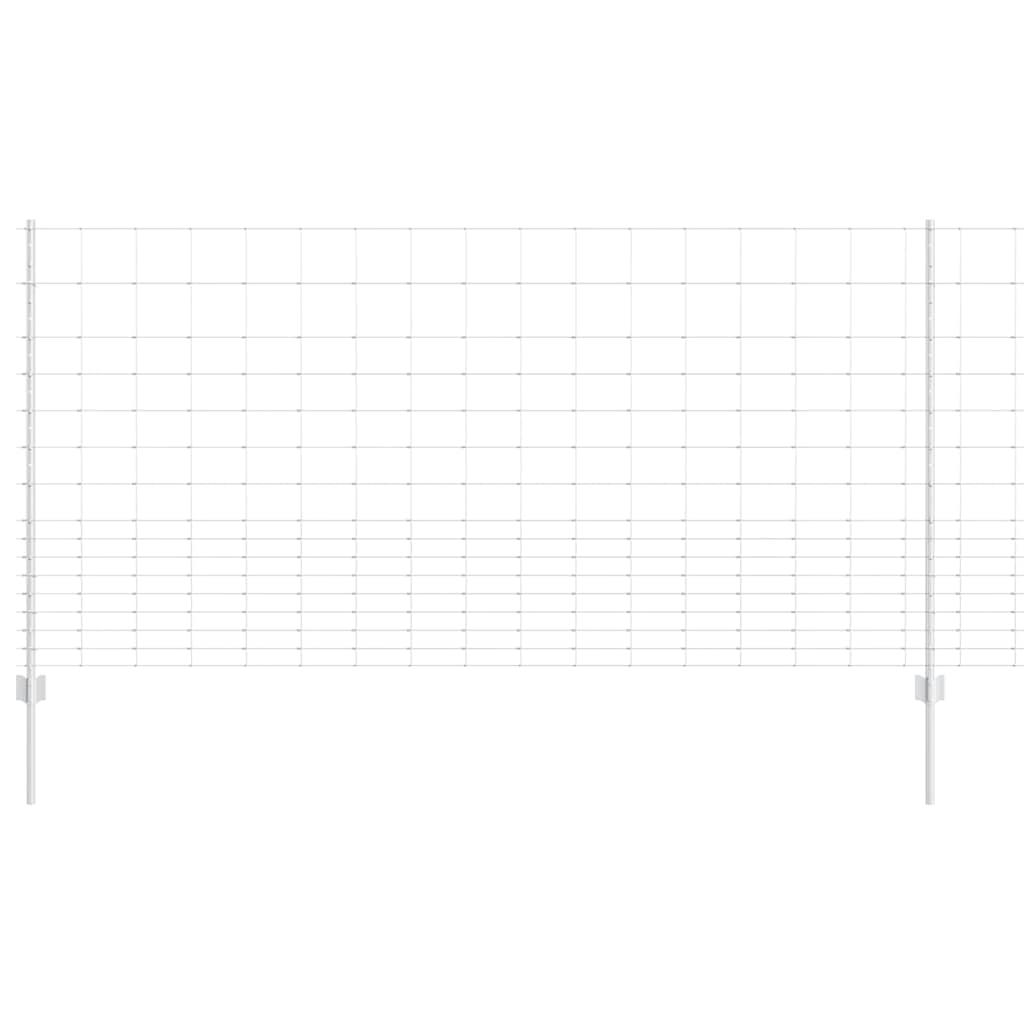 Zaun mit Pfosten Silber 1,2 x 25 m Stahl