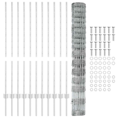 Zaun mit Pfosten Silber 1,2 x 25 m Stahl