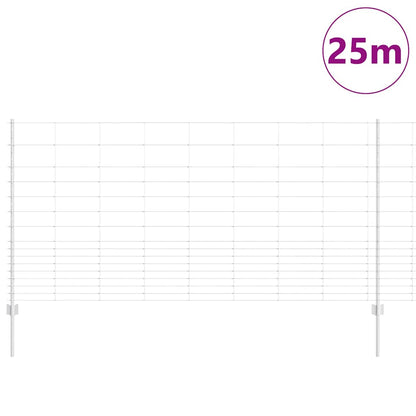 Zaun mit Pfosten Silber 1,2 x 25 m Stahl