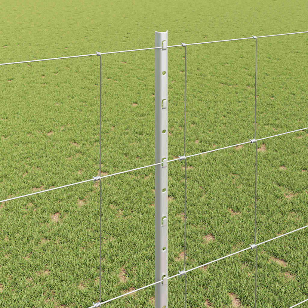 vidaXL Zaun mit Pfosten Silber 1,4 x 25 m Stahl