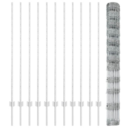 vidaXL Zaun mit Pfosten Silber 1,4 x 25 m Stahl