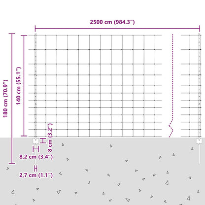 vidaXL Zaun mit Pfosten Silber 1,4 x 25 m Stahl