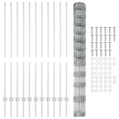 Zaun mit Pfosten Silber 1,4 x 25 m Stahl