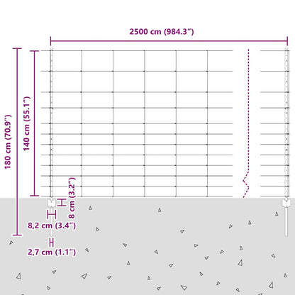 vidaXL Zaun mit Pfosten Silber 1,4 x 25 m Stahl