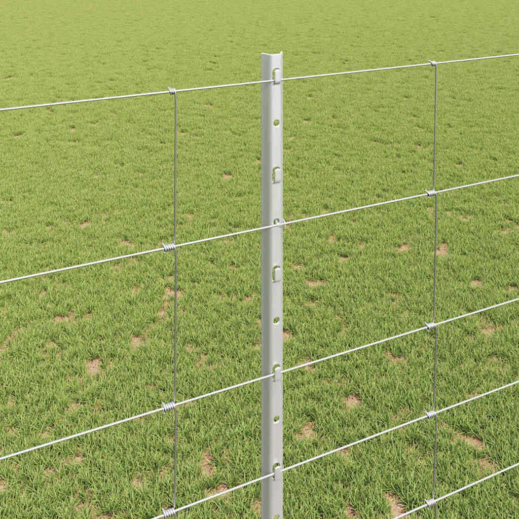 Zaun mit Pfosten Silber 1,4 x 25 m Stahl