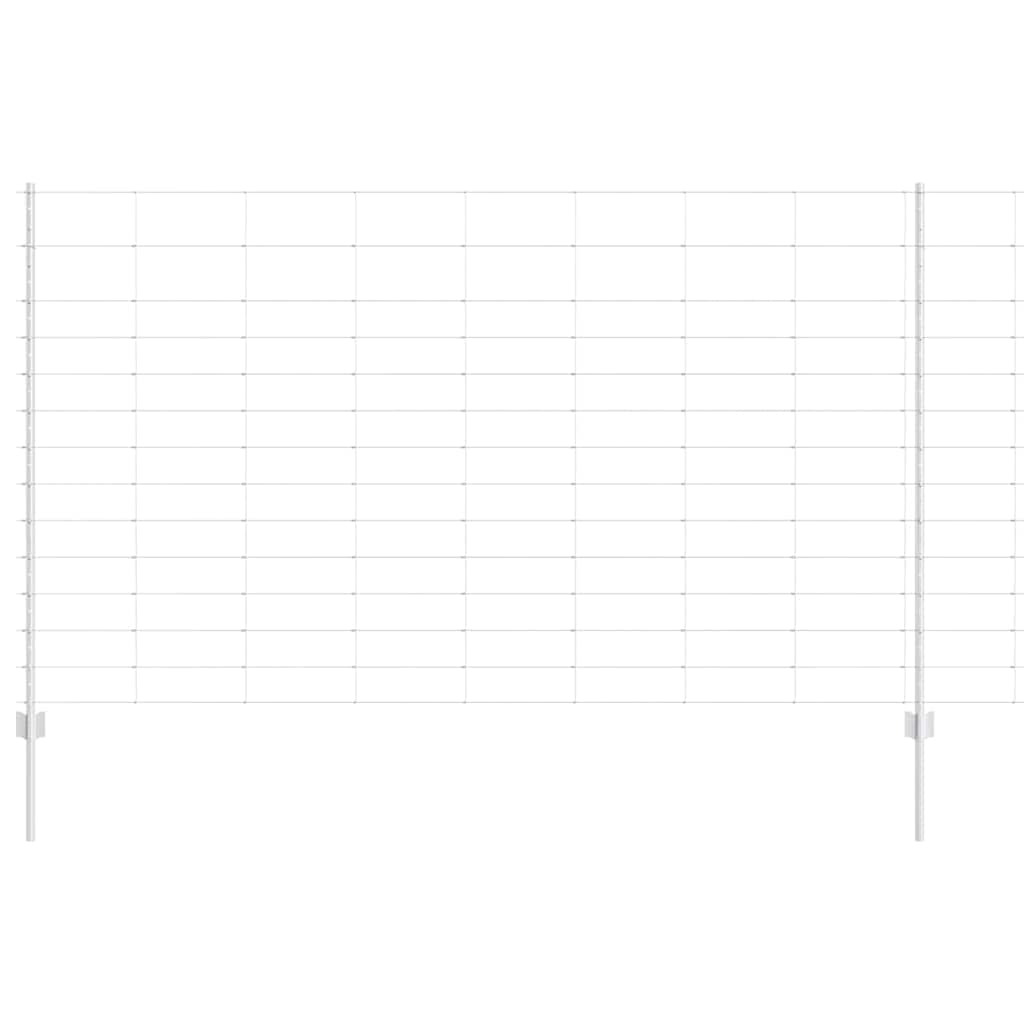 Zaun mit Pfosten Silber 1,4 x 25 m Stahl