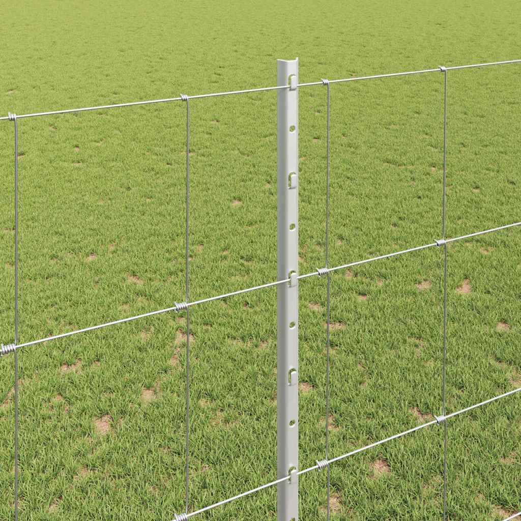 Zaun mit Pfosten Silber 1,5 x 25 m Stahl