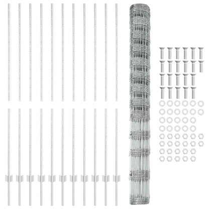 Zaun mit Pfosten Silber 1,5 x 25 m Stahl