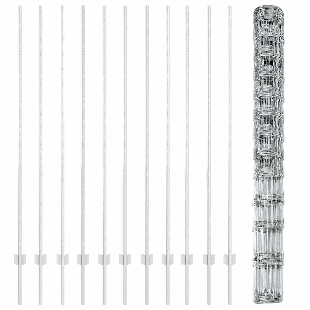 vidaXL Zaun mit Pfosten Silber 1,5 x 25 m Stahl