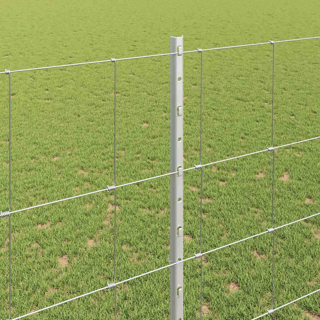 Zaun mit Pfosten Silber 1,5 x 25 m Stahl