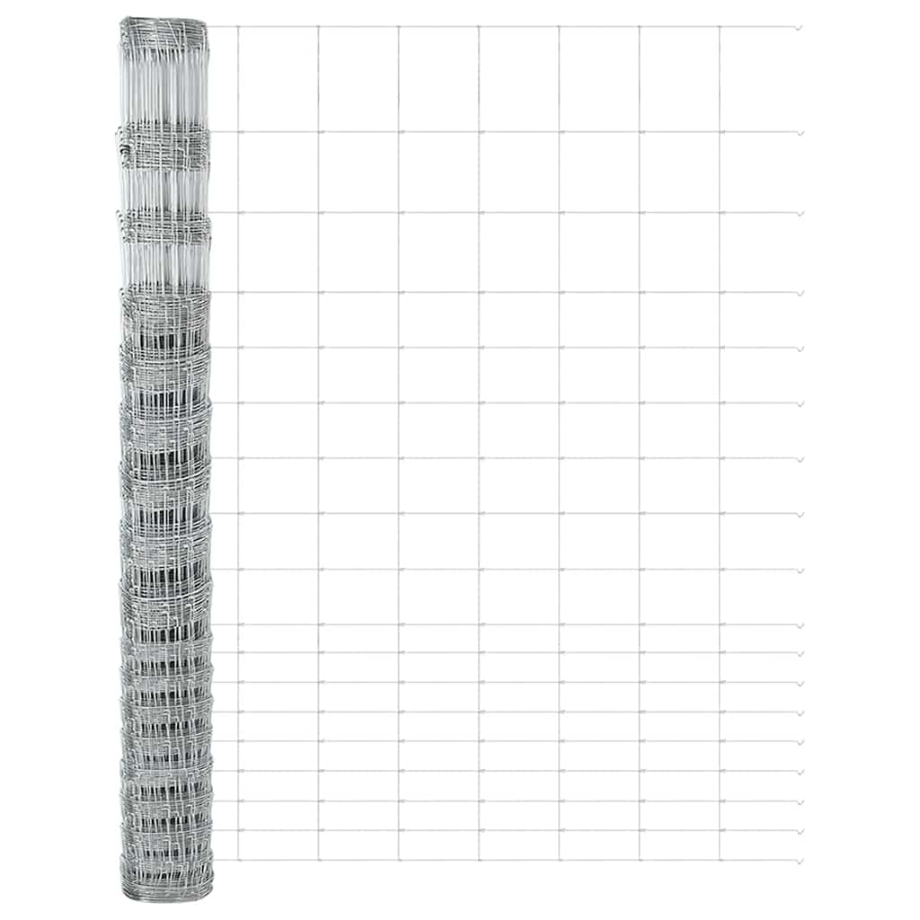 Zaun mit Pfosten Silber 1,5 x 25 m Stahl