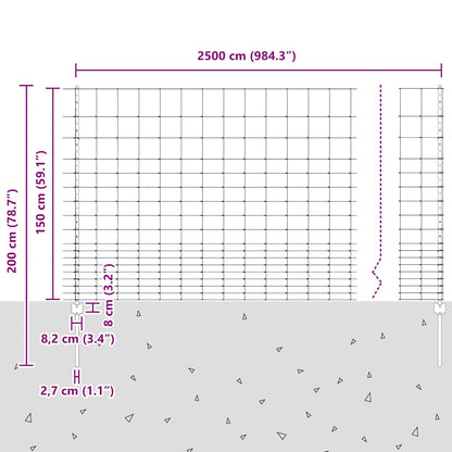 vidaXL Zaun mit Pfosten Silber 1,5 x 25 m Stahl