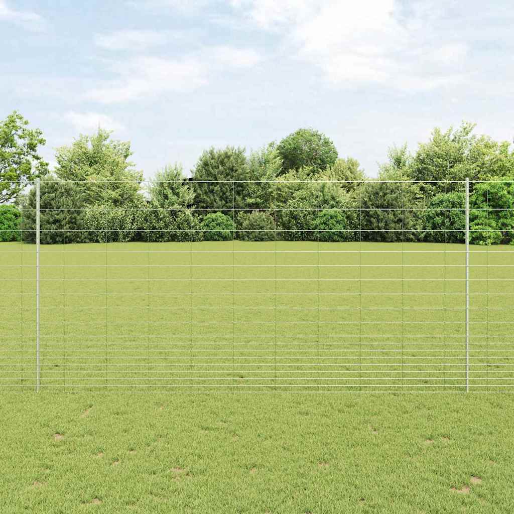 vidaXL Zaun mit Pfosten Silber 1,5 x 25 m Stahl