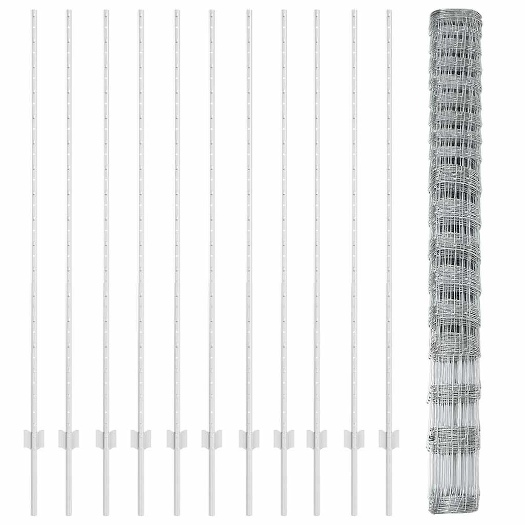 vidaXL Zaun mit Pfosten Silber 1,5 x 25 m Stahl