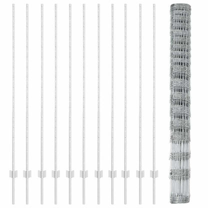 vidaXL Zaun mit Pfosten Silber 1,5 x 25 m Stahl