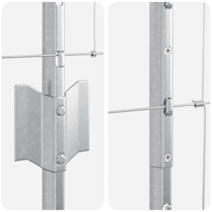 Zaun mit Pfosten Silber 1.6 x 25 m Stahl