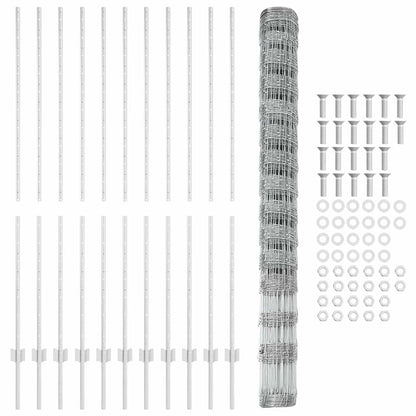 Zaun mit Pfosten Silber 1.6 x 25 m Stahl