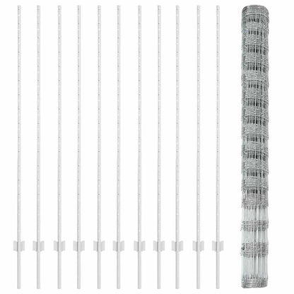 vidaXL Zaun mit Pfosten Silber 1.6 x 25 m Stahl