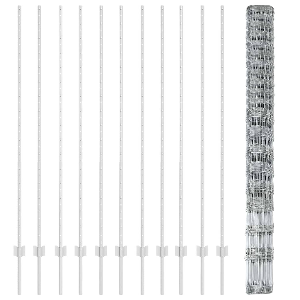 vidaXL Zaun mit Pfosten Silber 1.6 x 25 m Stahl