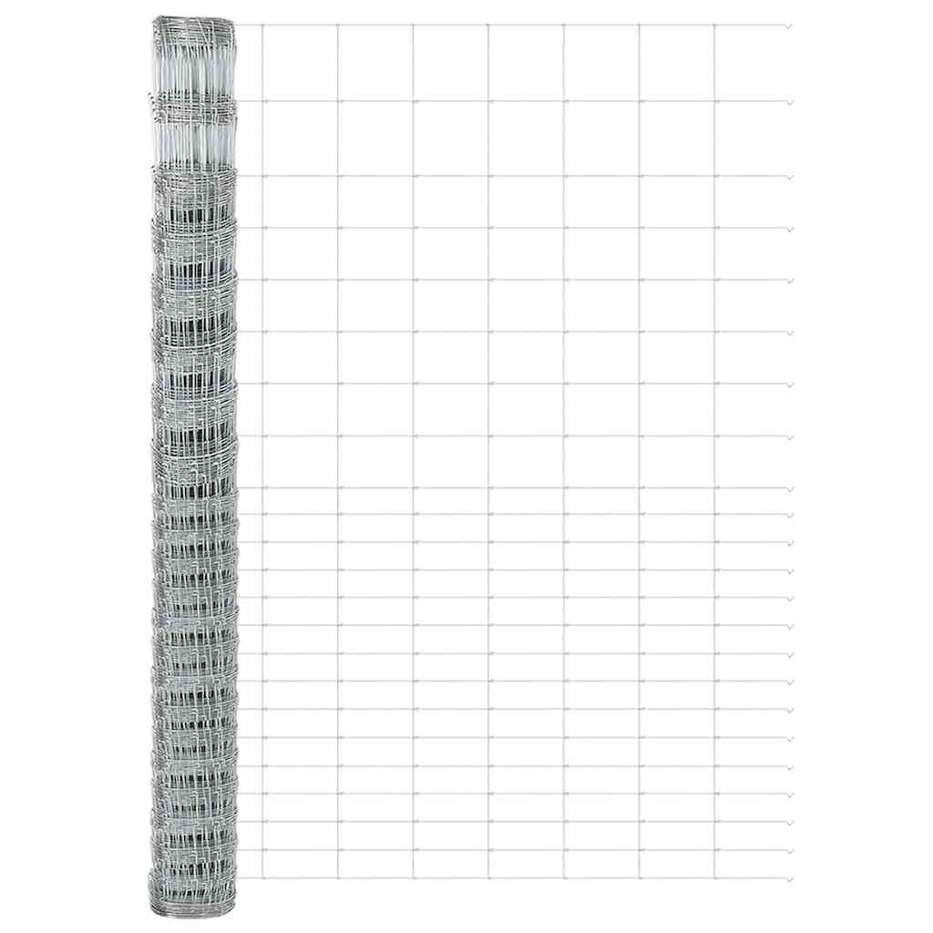 Zaun mit Pfosten Silber 1.6 x 25 m Stahl