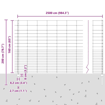 vidaXL Zaun mit Pfosten Silber 1.6 x 25 m Stahl