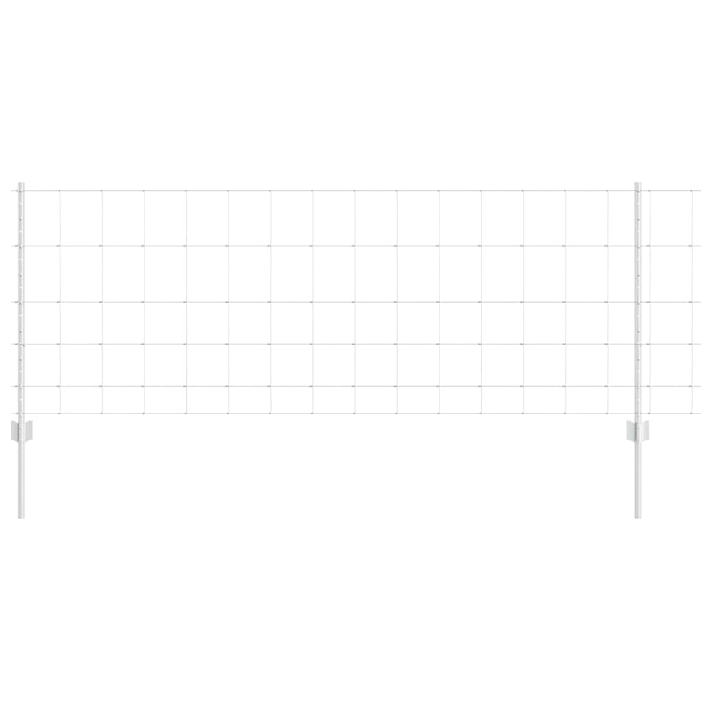 Zaun mit Pfosten Silber 0,8 x 50 m Stahl