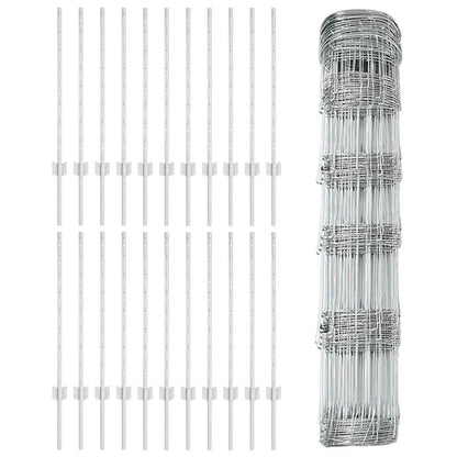 vidaXL Zaun mit Pfosten Silber 0,8 x 50 m Stahl