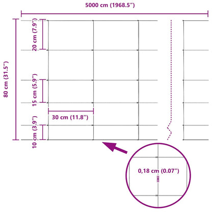 vidaXL Zaun mit Pfosten Silber 0,8 x 50 m Stahl