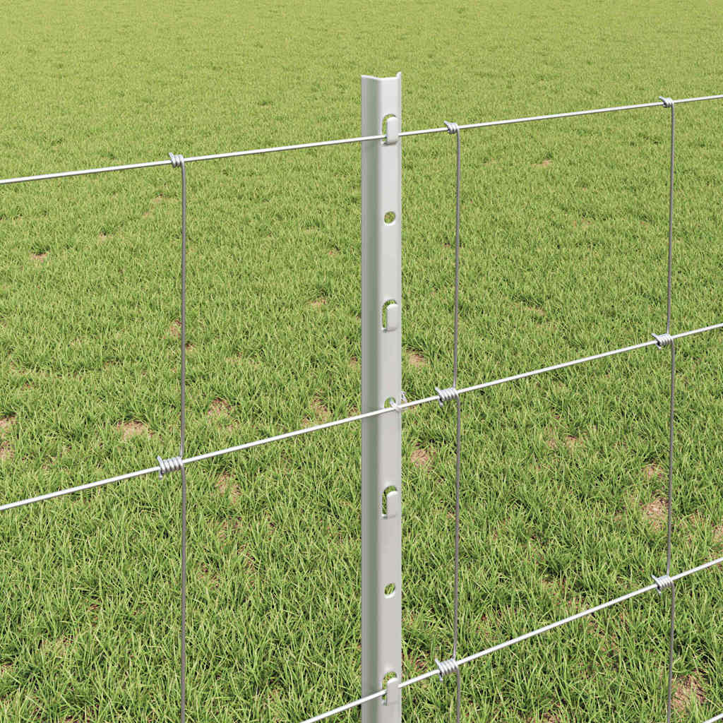 vidaXL Zaun mit Pfosten Silber 0,8 x 50 m Stahl