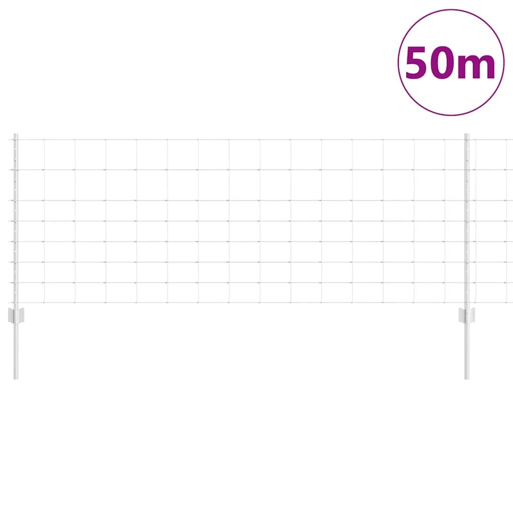 vidaXL Zaun mit Pfosten Silber 0,8 x 50 m Stahl