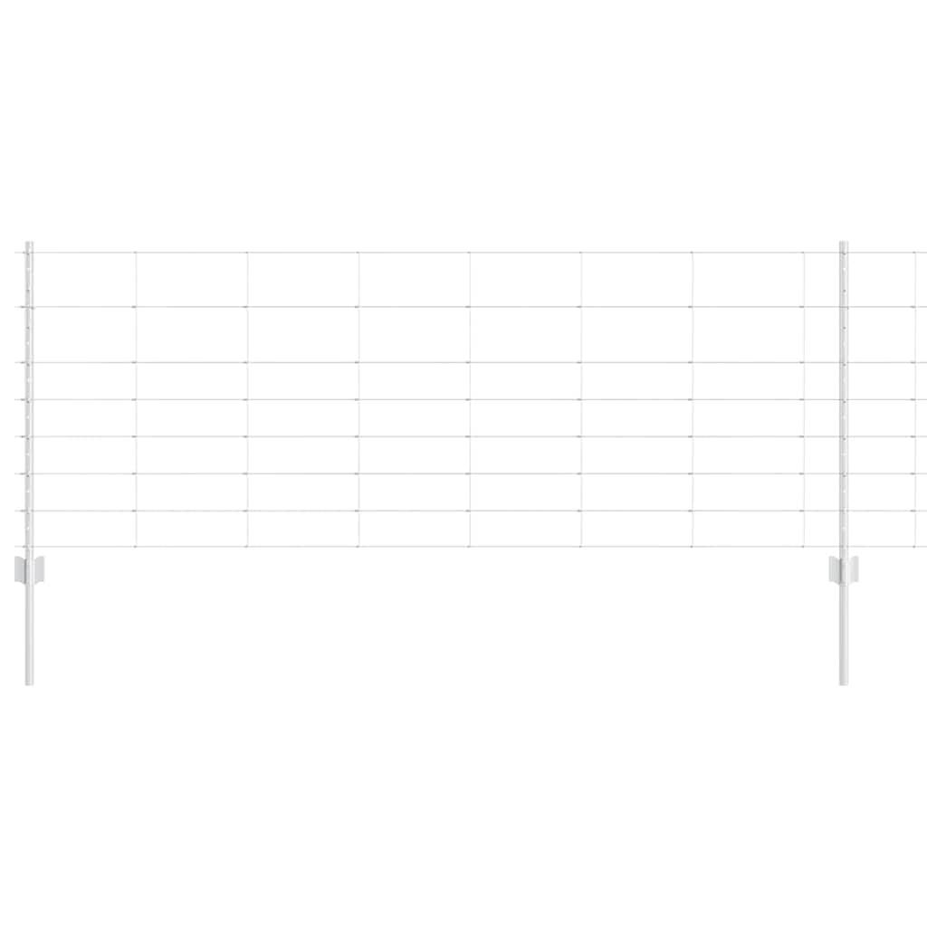 Zaun mit Pfosten Silber 0,8 x 50 m Stahl