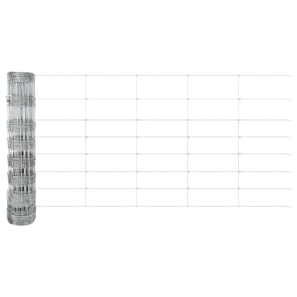 Zaun mit Pfosten Silber 0,8 x 50 m Stahl