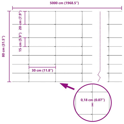 vidaXL Zaun mit Pfosten Silber 0,8 x 50 m Stahl