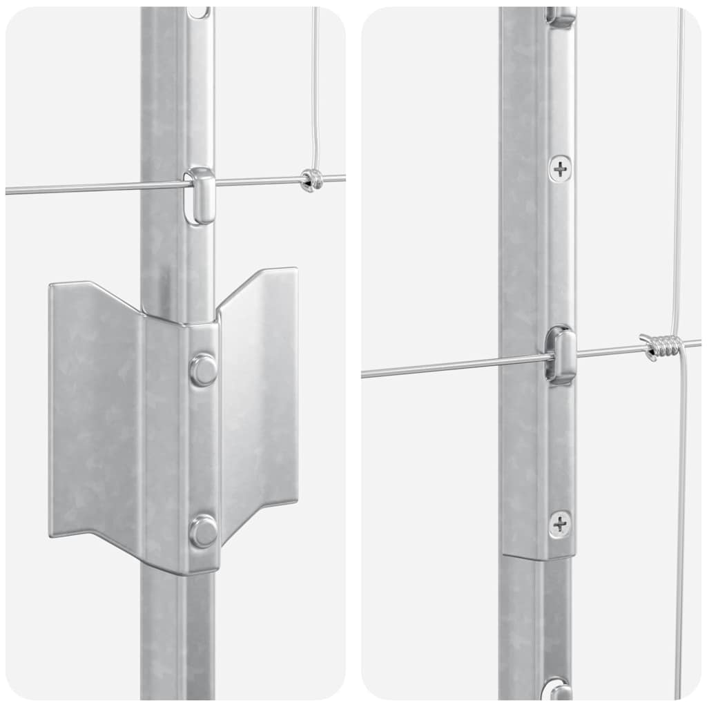vidaXL Zaun mit Pfosten Silber 1 x 50 m Stahl