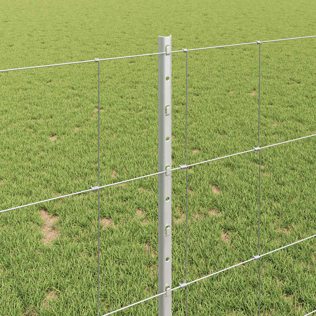 vidaXL Zaun mit Pfosten Silber 1 x 50 m Stahl