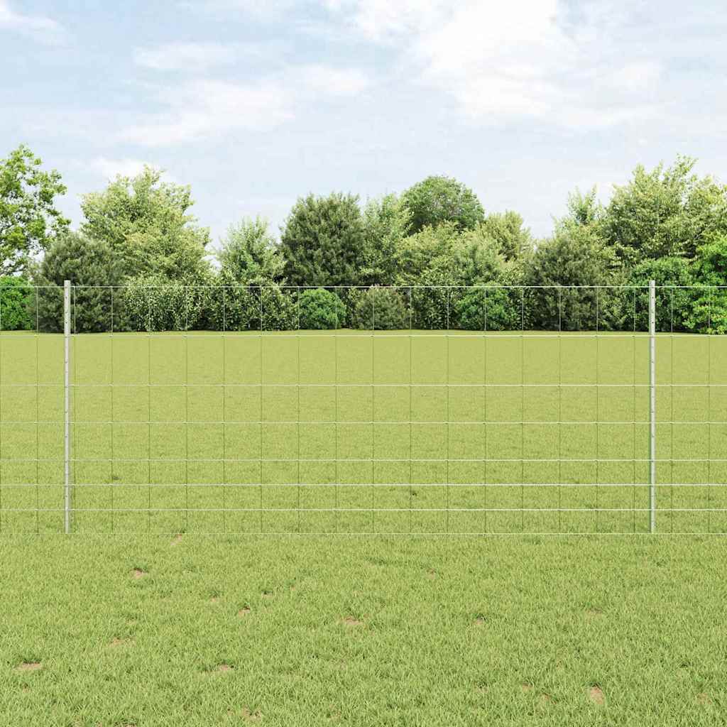 vidaXL Zaun mit Pfosten Silber 1 x 50 m Stahl