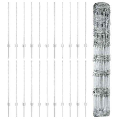 vidaXL Zaun mit Pfosten Silber 1 x 50 m Stahl