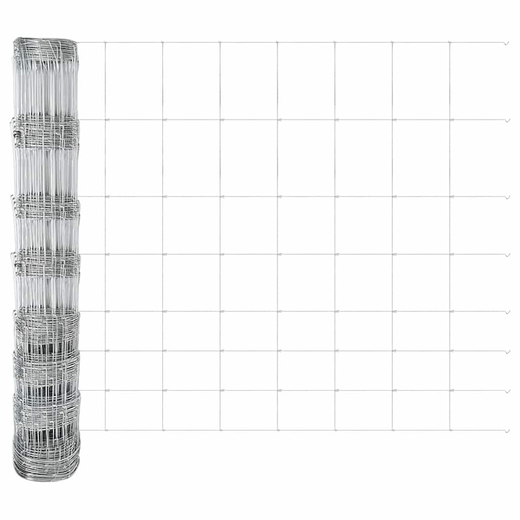 vidaXL Zaun mit Pfosten Silber 1 x 50 m Stahl